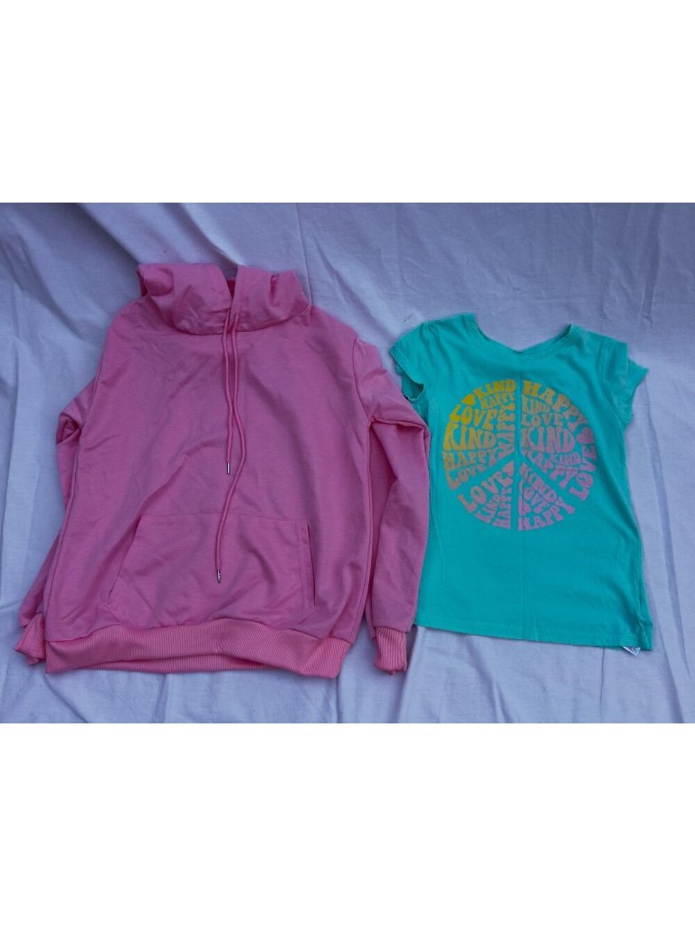 Girl's Bundle Pink Hoodie & GAP Kids Aqua Graphic Tee Size Medium